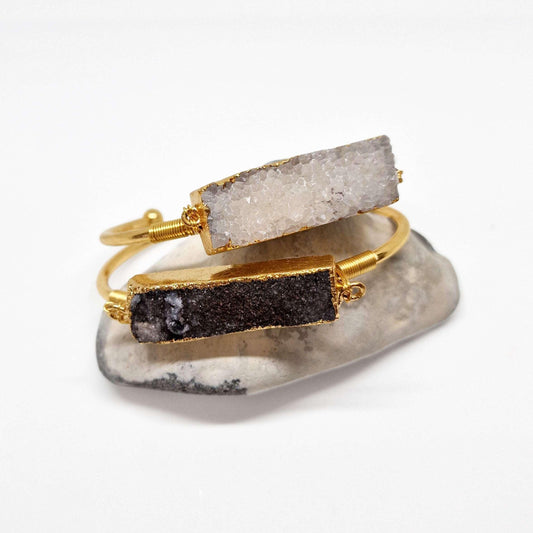 Druzy Gold Bangle - Black Qubd