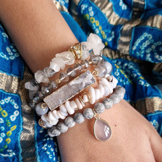 Stability Grey Layers Bracelet Set - Black Qubd