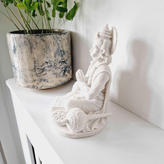 White Hanuman Statue - Black Qubd