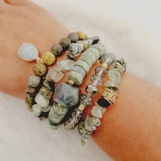 Growth Green Layers Stacking Bracelet Set