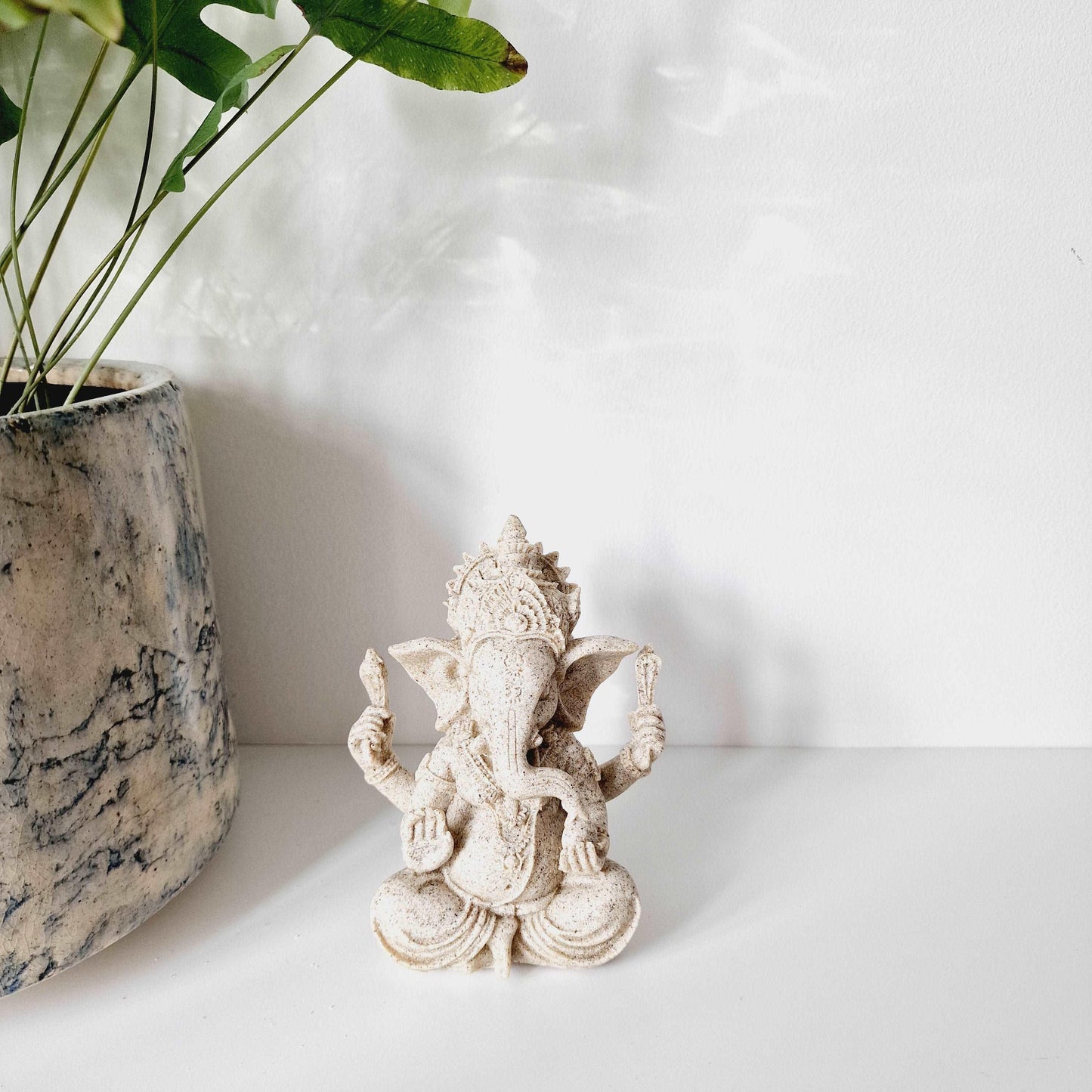 Lord Ganesh Statue in Sandstone - Black Qubd