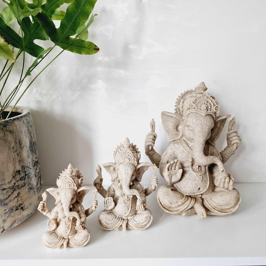 Lord Ganesh Statue in Sandstone - Black Qubd