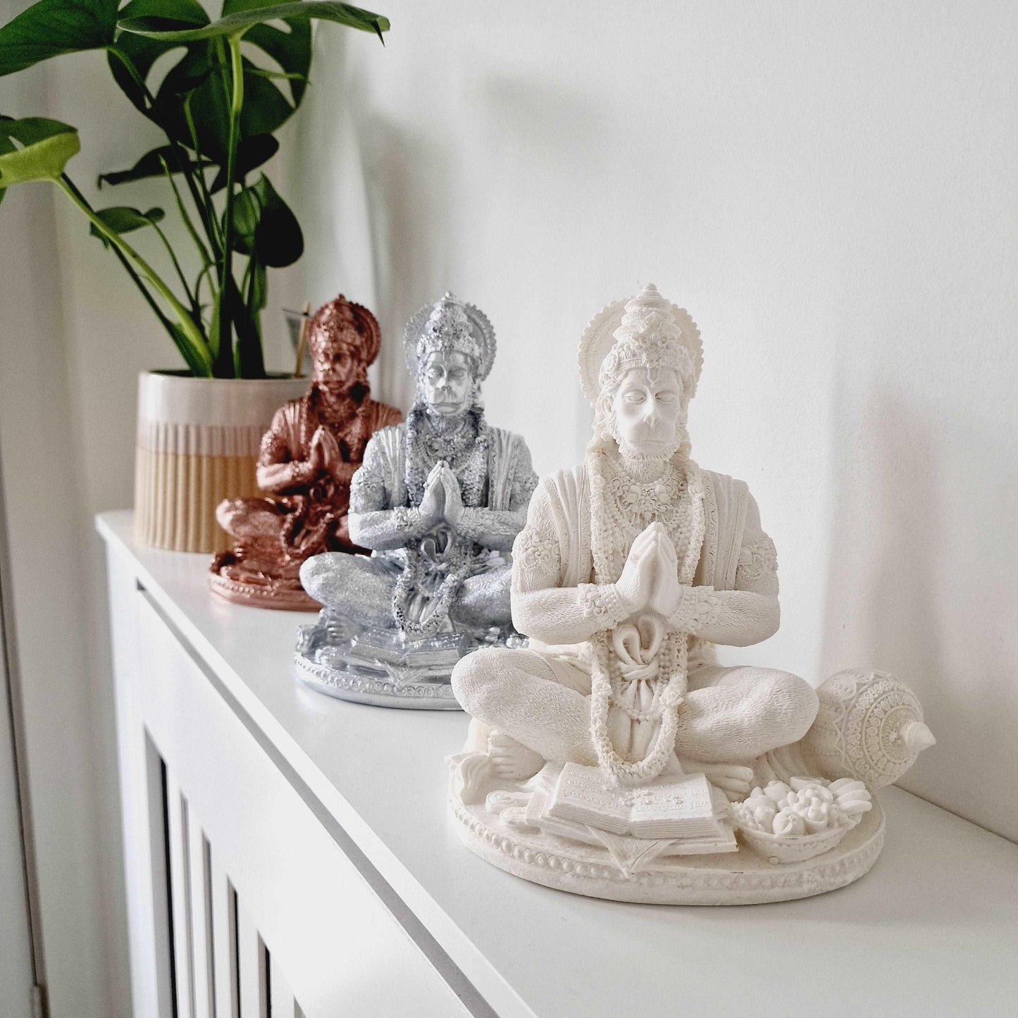 White Hanuman Statue - Black Qubd