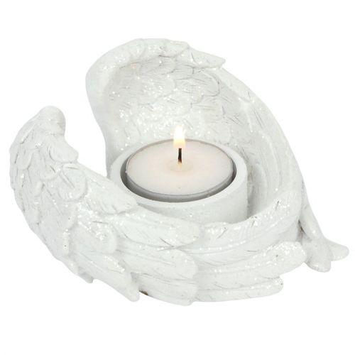Angel Wings Candle Holder in Glitter White - Black Qubd
