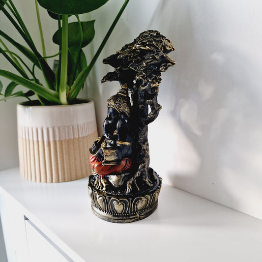 Black Ganesh Statue Under Tree - Black Qubd
