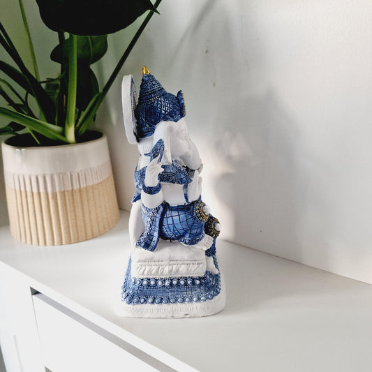 Blue Ganesh Blessing Statue - Black Qubd