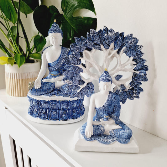 Denim Buddha Lotus Statue - Black Qubd