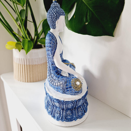 Denim Buddha Lotus Statue - Black Qubd