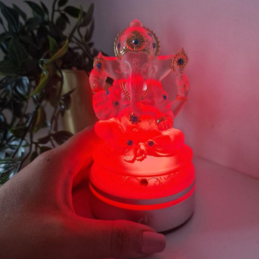 Red-Light-Up-Ganesh-statue-Black-Qubd