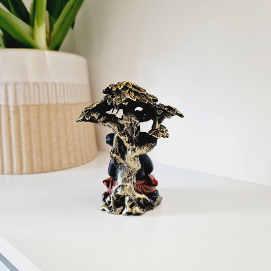 Mini Black Ganesh Statue Under Tree - Black Qubd