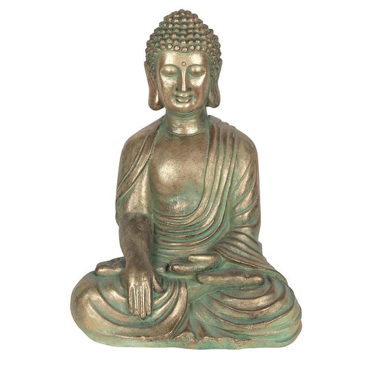 Sitting Garden Buddha Verdigris Effect 52cm - Black Qubd