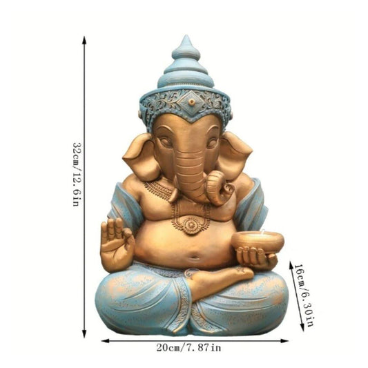 Turquoise Ganesh Statue - Black Qubd