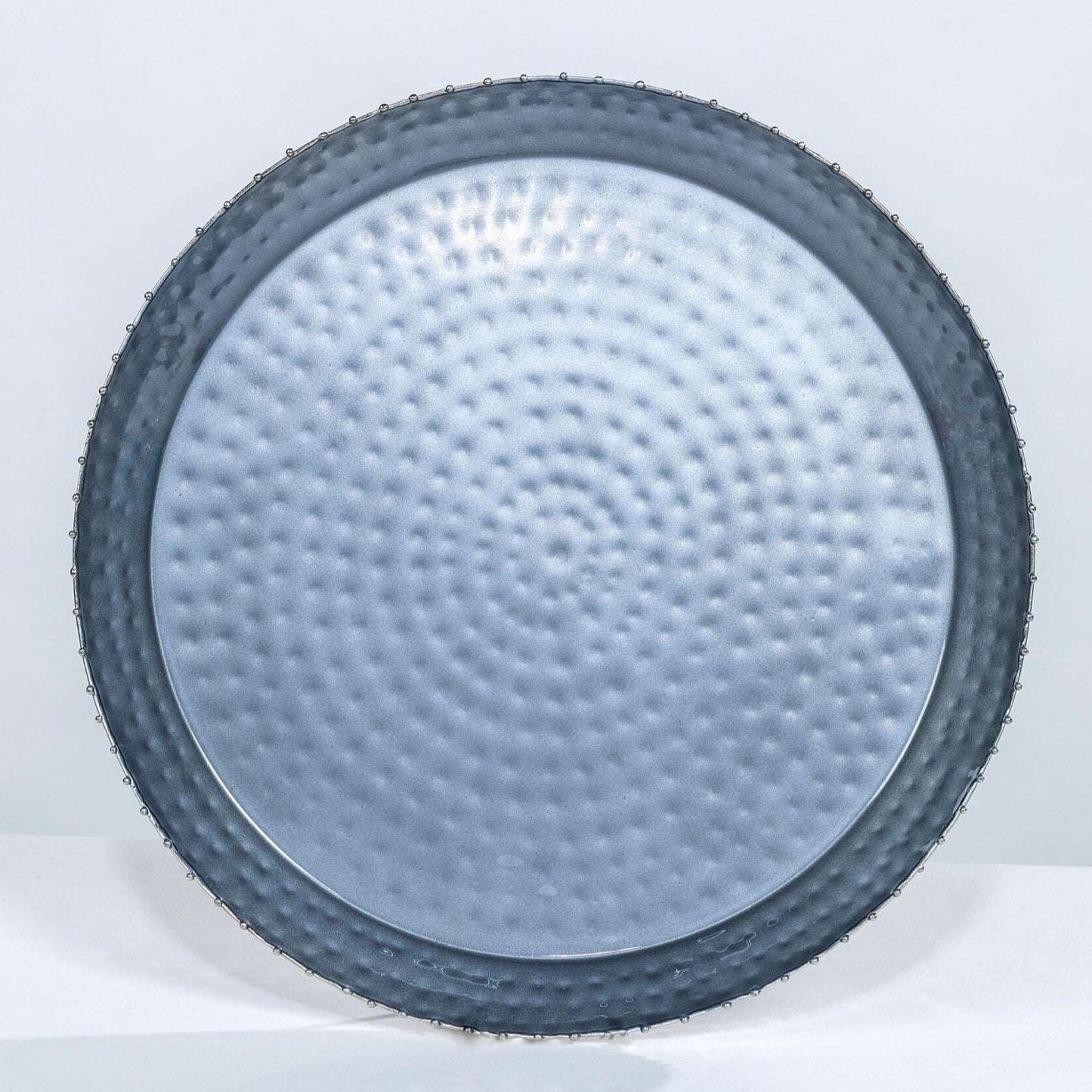 Hammered Enamel Platter - White or Grey - Black Qubd
