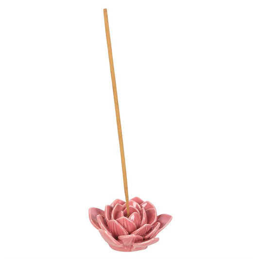Pink Water Lily Incense Stick Holder - Black Qubd