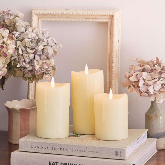 Dripping Flameless Ivory LED Candle Set - Black Qubd