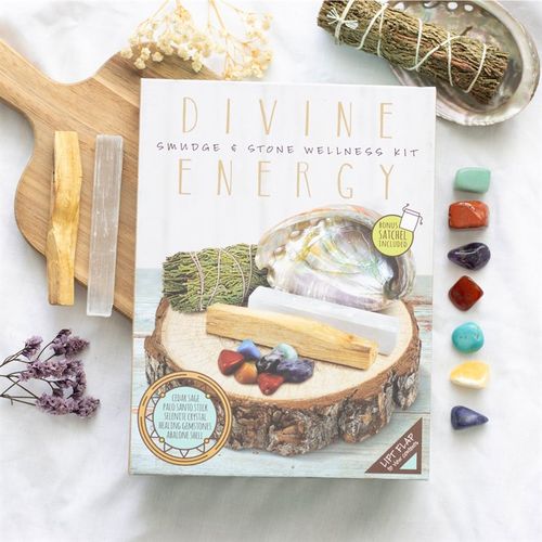 Divine Energy Smudge and Stone Wellness Kit - Black Qubd