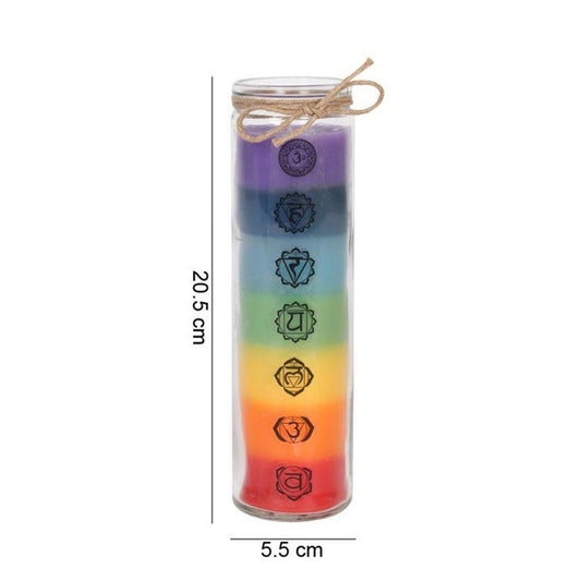 Tall 7-Chakra Layered Candle - Black Qubd