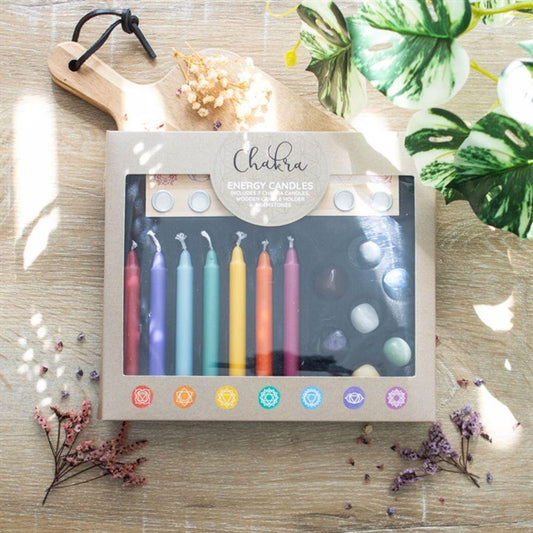 Chakra Energy Candle and Crystal Gift Set - Black Qubd