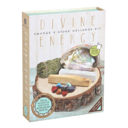Divine Energy Smudge and Stone Wellness Kit - Black Qubd