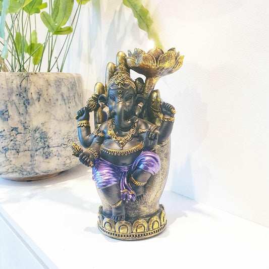 Black Ganesh Statue with Tealight Holder
