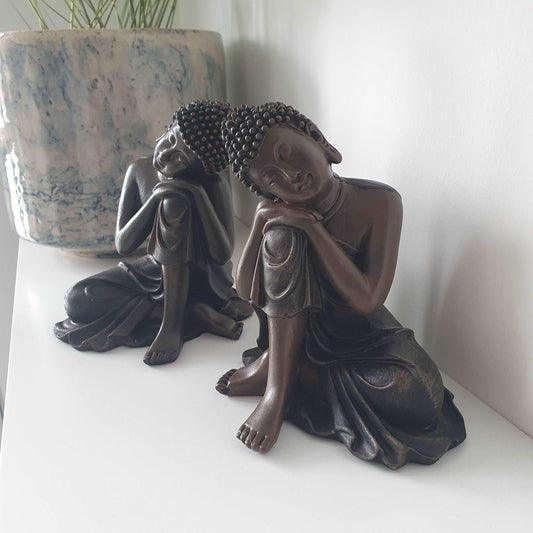 Thai Buddha Resting on Knee Set of 2 - Black Qubd