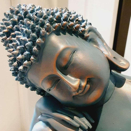 Blue Buddha with Hands on Knee 39cm - Black Qubd