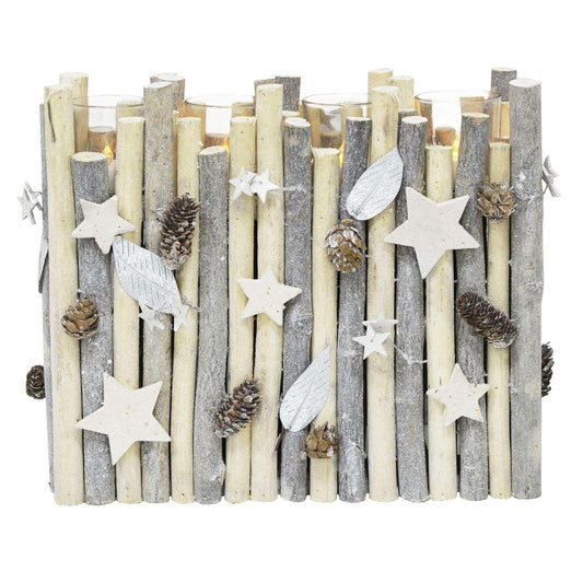 Nordic Grey Wood Christmas Tealight Holder - Black Qubd