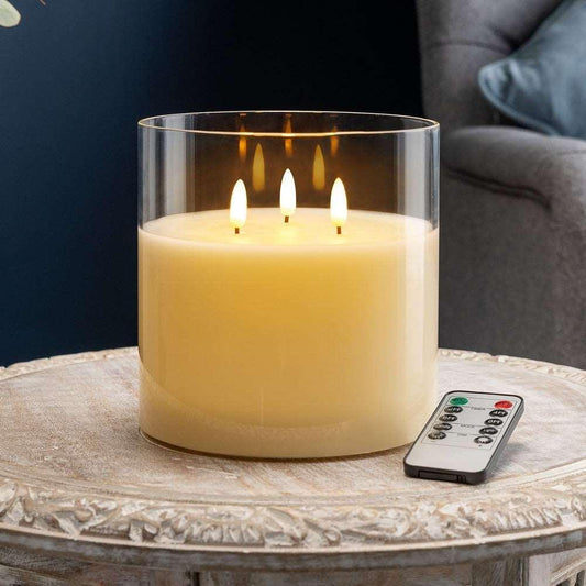 Flameless Triple Wick LED Candle - Black Qubd