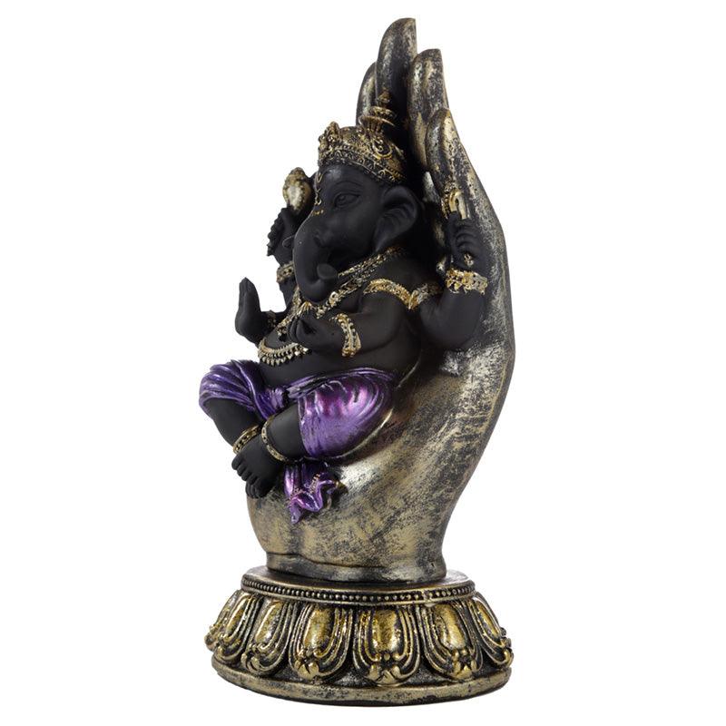 Black Ganesh Statue Sitting in Hand - Black Qubd