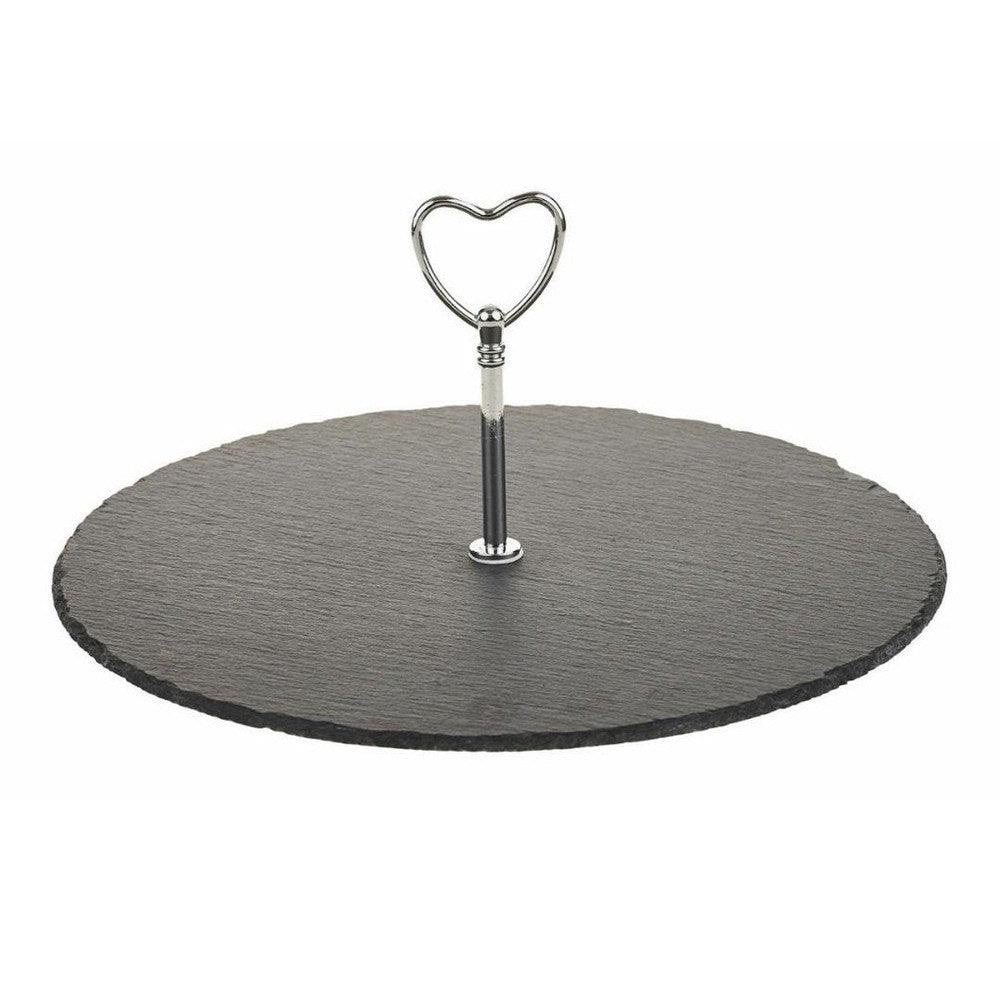 1 Tier Slate Cake Stand - Black Qubd