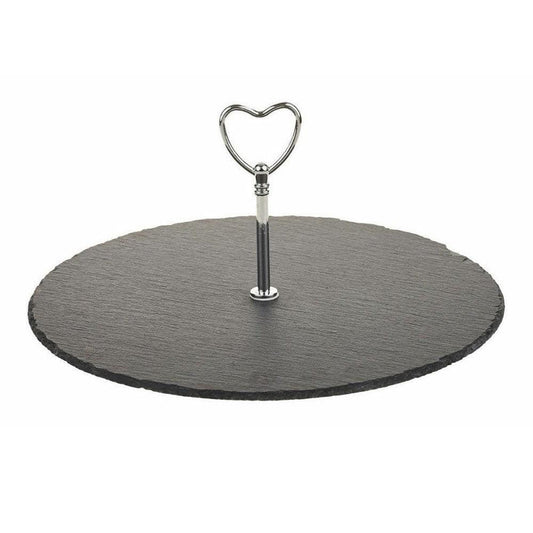 1 Tier Slate Cake Stand - Black Qubd
