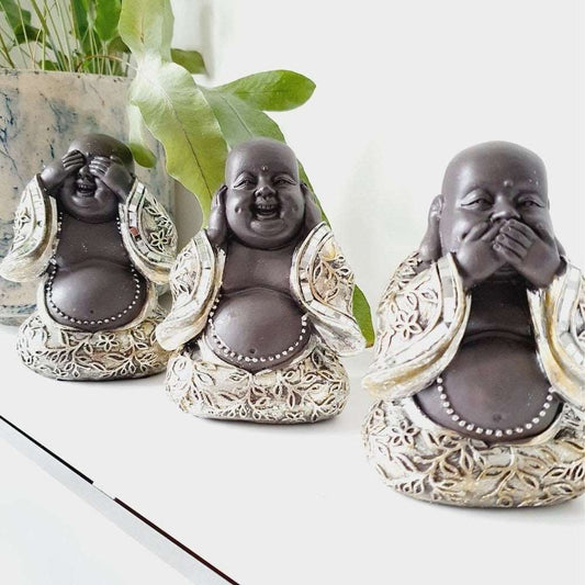 Trio Buddha Set - See, Hear, Speak No - Black Qubd
