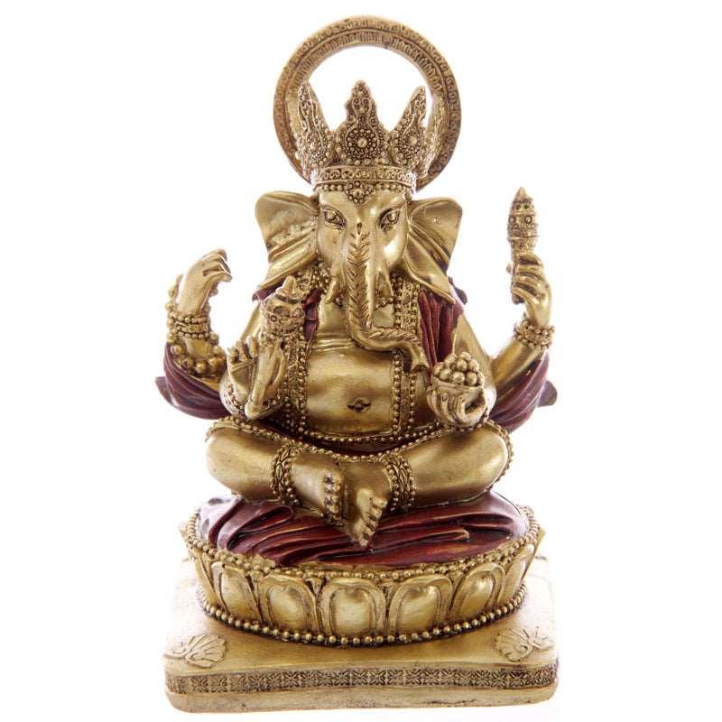 Sitting Gold Ganesh Statue - Black Qubd
