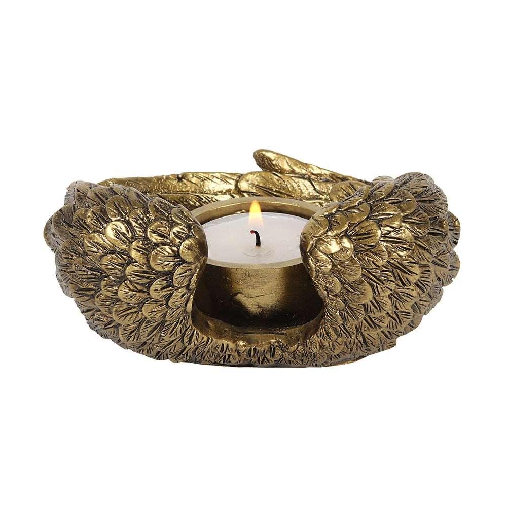 Angel Wings Candle Holder in Gold - Black Qubd