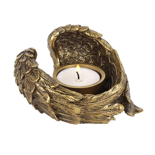 Angel Wings Candle Holder in Gold - Black Qubd