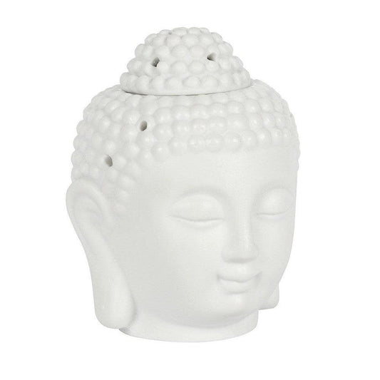White Buddha Head Oil Burner - Black Qubd