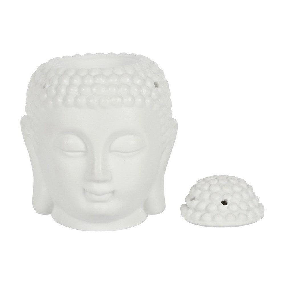 White Buddha Head Oil Burner - Black Qubd