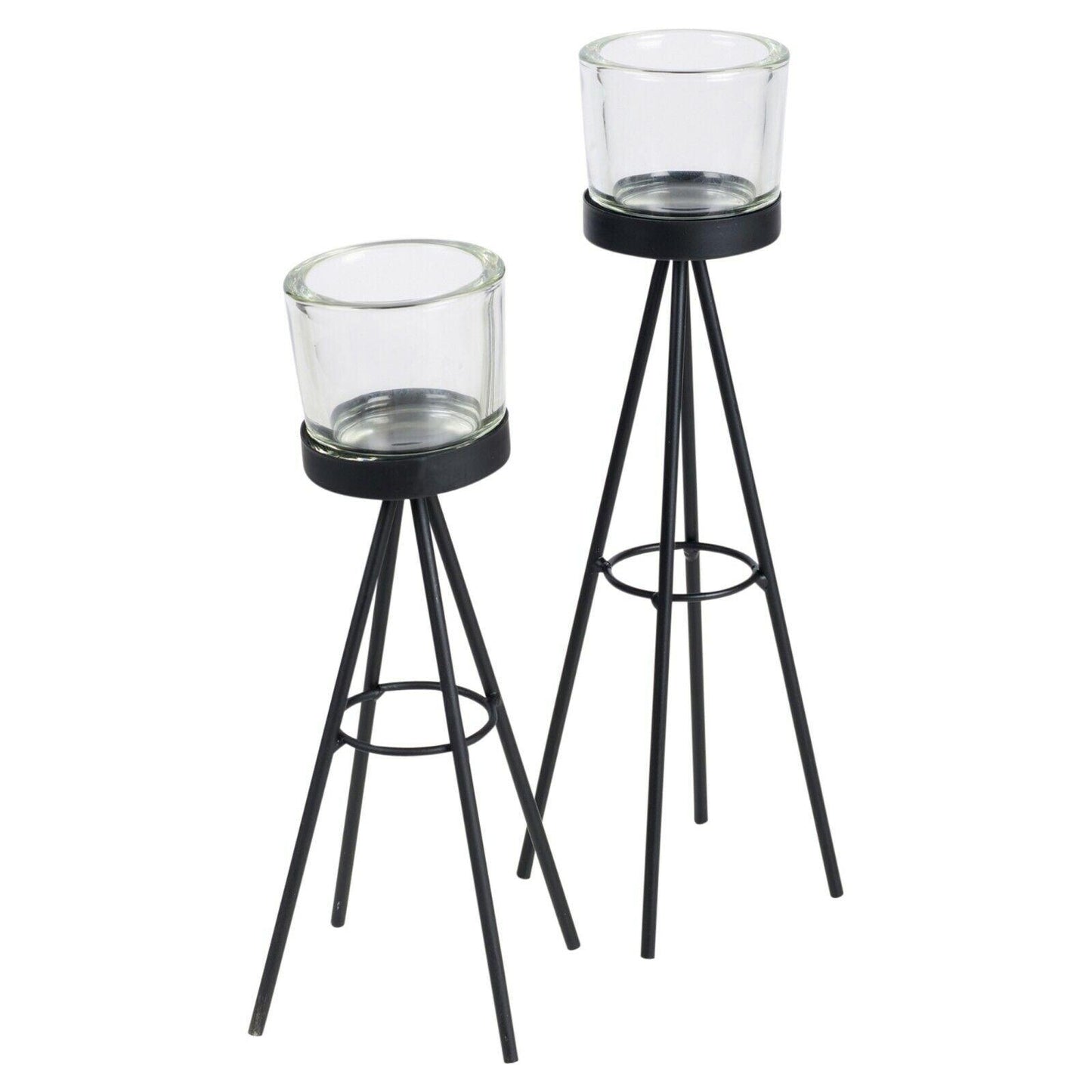 Black Tripod Tealight Candle Holder Set - Black Qubd