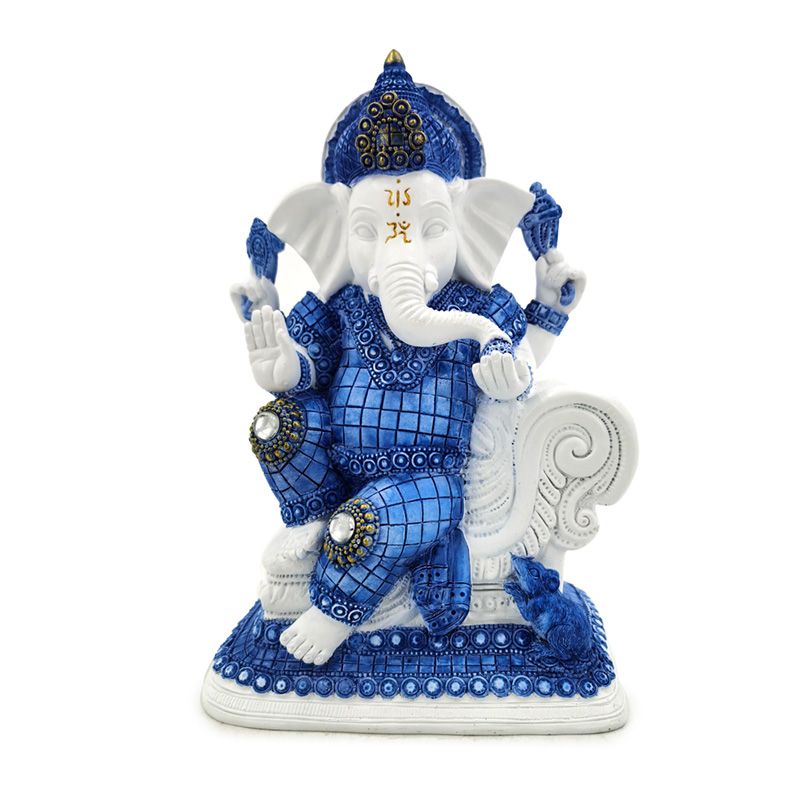 Blue Ganesh Blessing Statue - Black Qubd