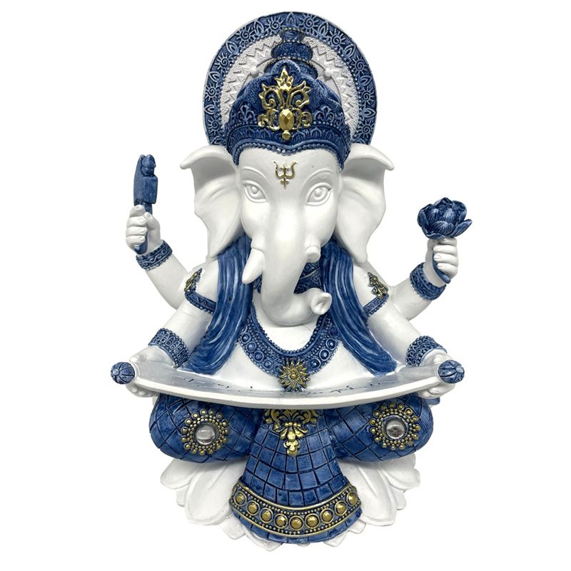 Blue Ganesh Teaching Statue - Black Qubd