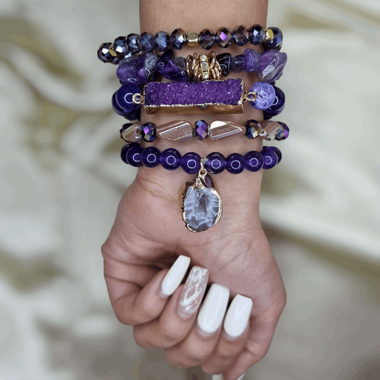 Spiritual Purple Layers Stacking Bracelet Set