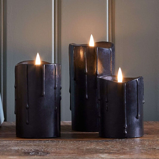 Dripping Flameless Black LED Candle Set - Black Qubd