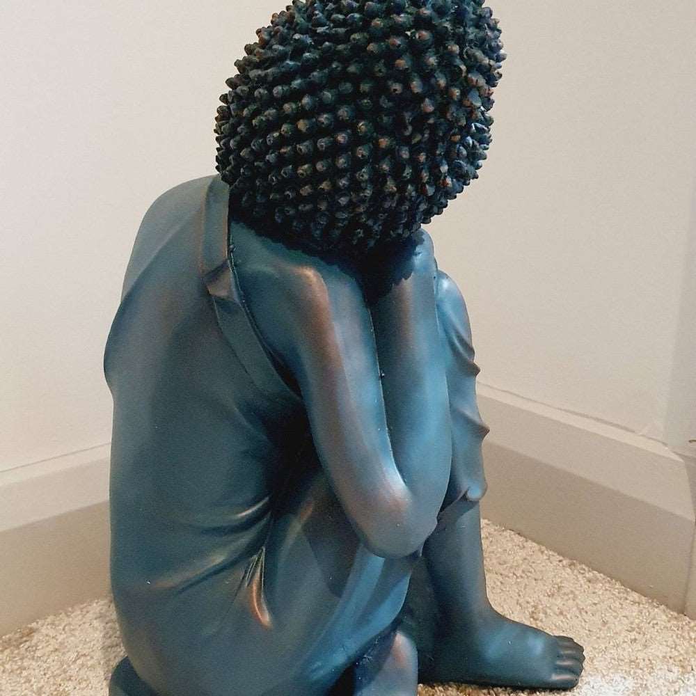 Blue Buddha with Hands on Knee 39cm - Black Qubd LTD