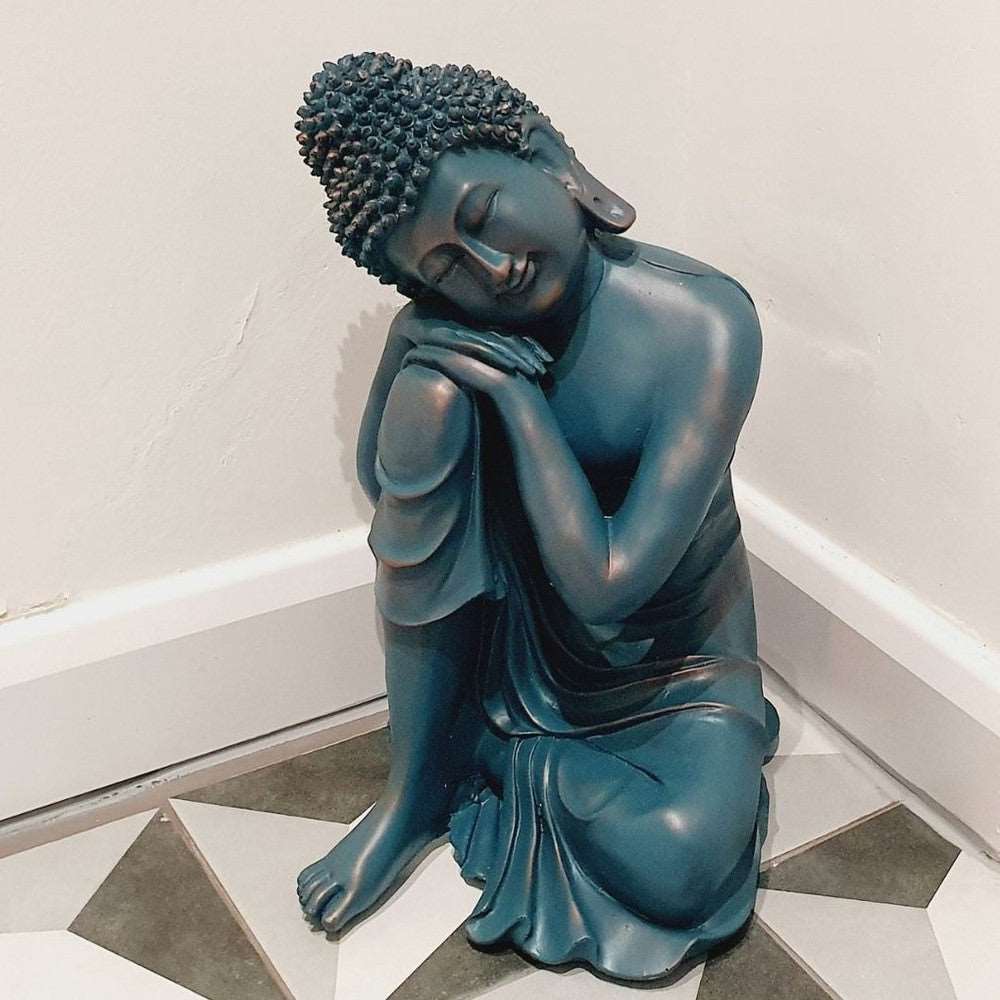 Blue Buddha with Hands on Knee 39cm - Black Qubd LTD