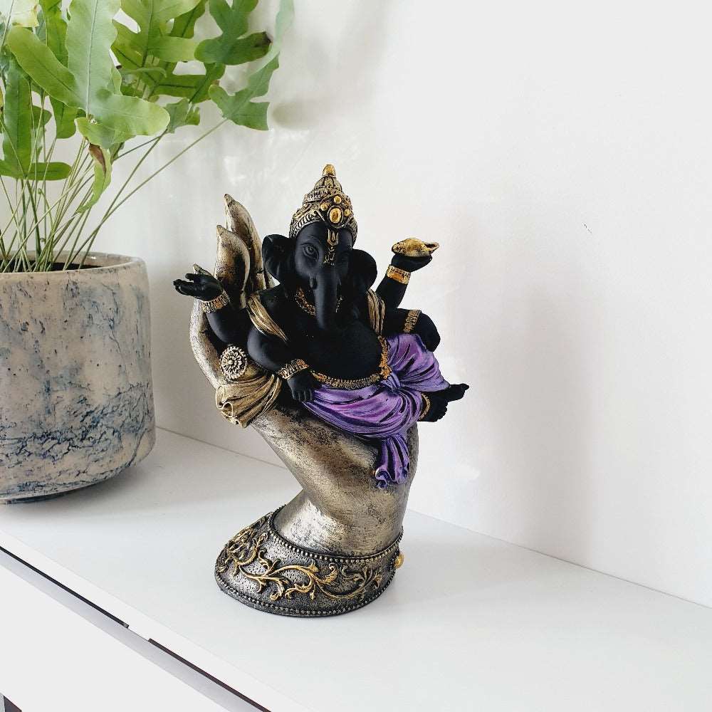 Black & Purple Ganesh Statue Set Black Qubd