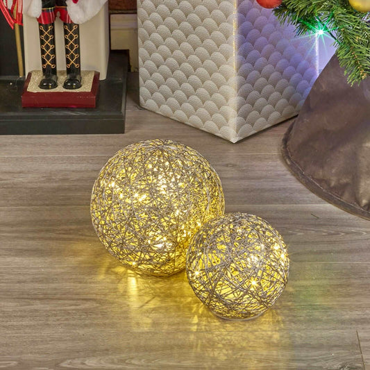 LED Light Christmas Glitter Balls (2 pieces) Black Qubd