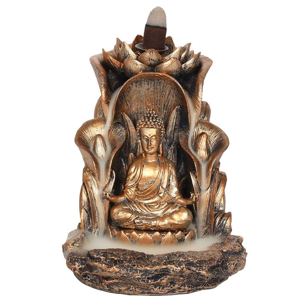 Buddha Smokey Backflow Incense Burner - Black Qubd