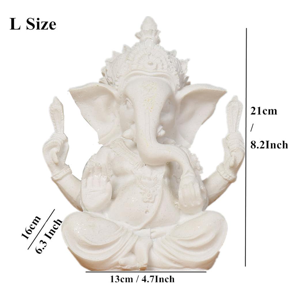 Lord Ganesh Statue in Pure White - 3 Sizes Black Qubd