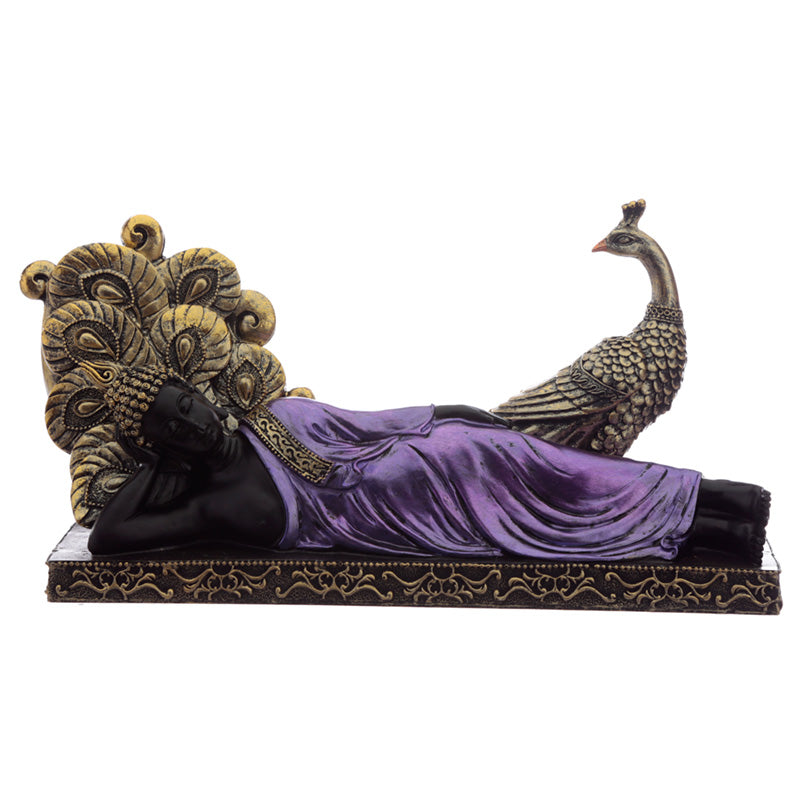 Laying Buddha Statue with Peacock