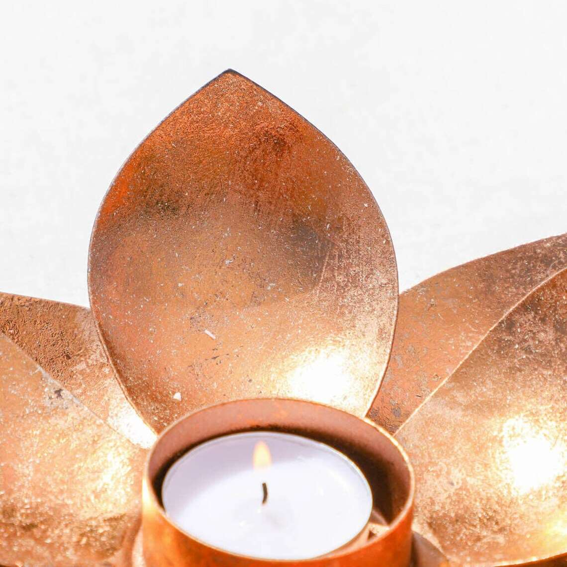 Black Copper Lotus Tealight Candle Holder Black Qubd